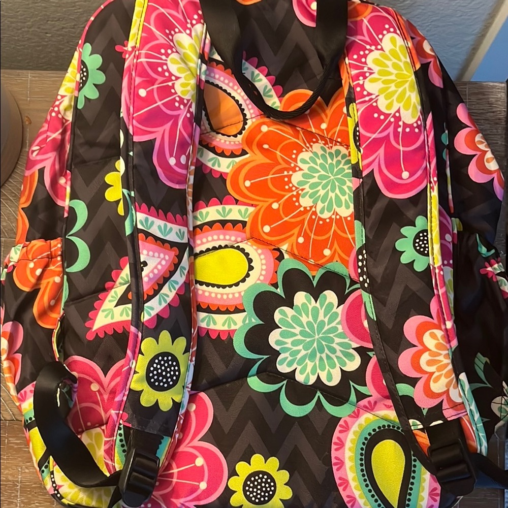 Vera Bradley Pink and Orange Backpack with Vibrant Floral Design - Picture 3 of 7